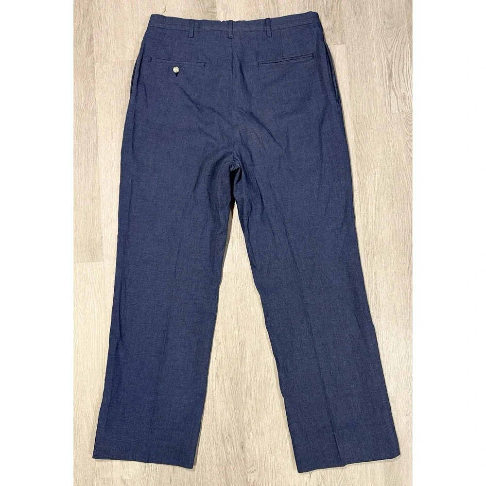 Vintage Higgins Slacks Pants Men's Size 35x29 Navy Blue Boho Straight Classic